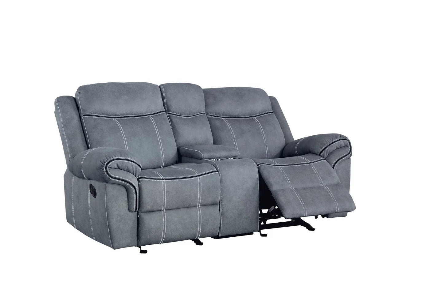 Zubaida - Two Tone Recliner Loveseat With USB Port Console by Unique Piece Furniture