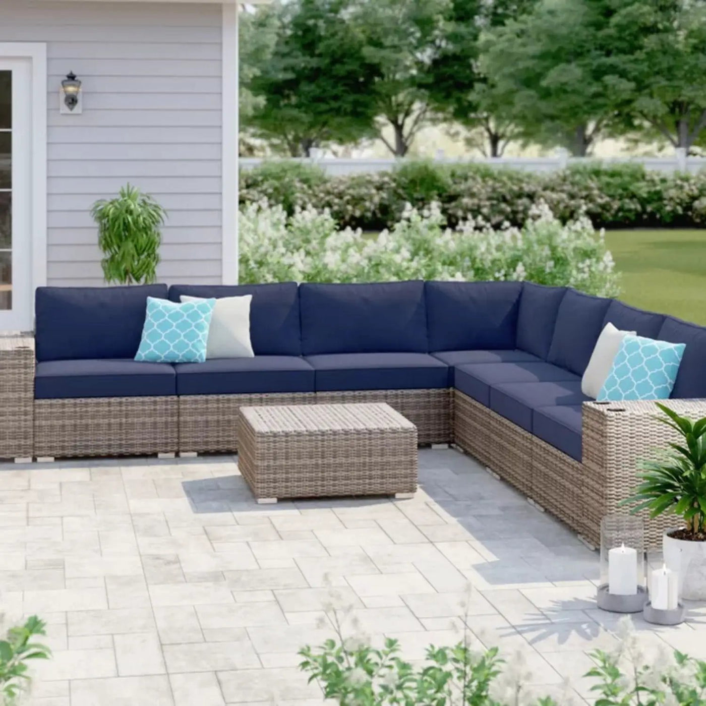 Stylish Rattan Wicker Person Seating Group With Premium Sunbrella Cushions Perfect For Outdoor Entertaining by Unique Piece Furniture