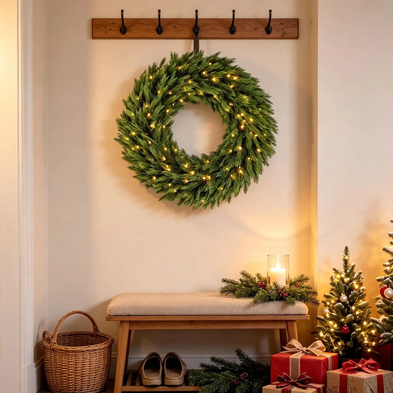 36 in Pre-Lit Norwegian Spruce Christmas Wreath, photo 2 of 9