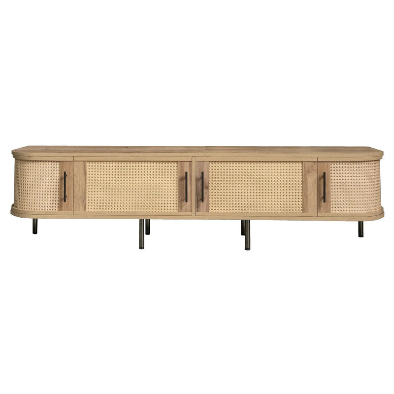 70" TV Stand With Doors, Construction For TVs Up To 80" - Natural Wood by HouseOfZazla