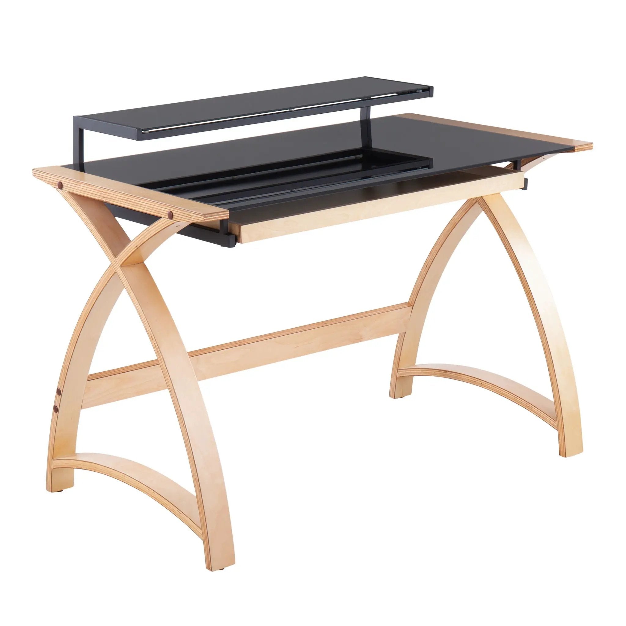 Bentley - Mid-Century Modern Office Desk - Natural / Black by HouseOfZazla
