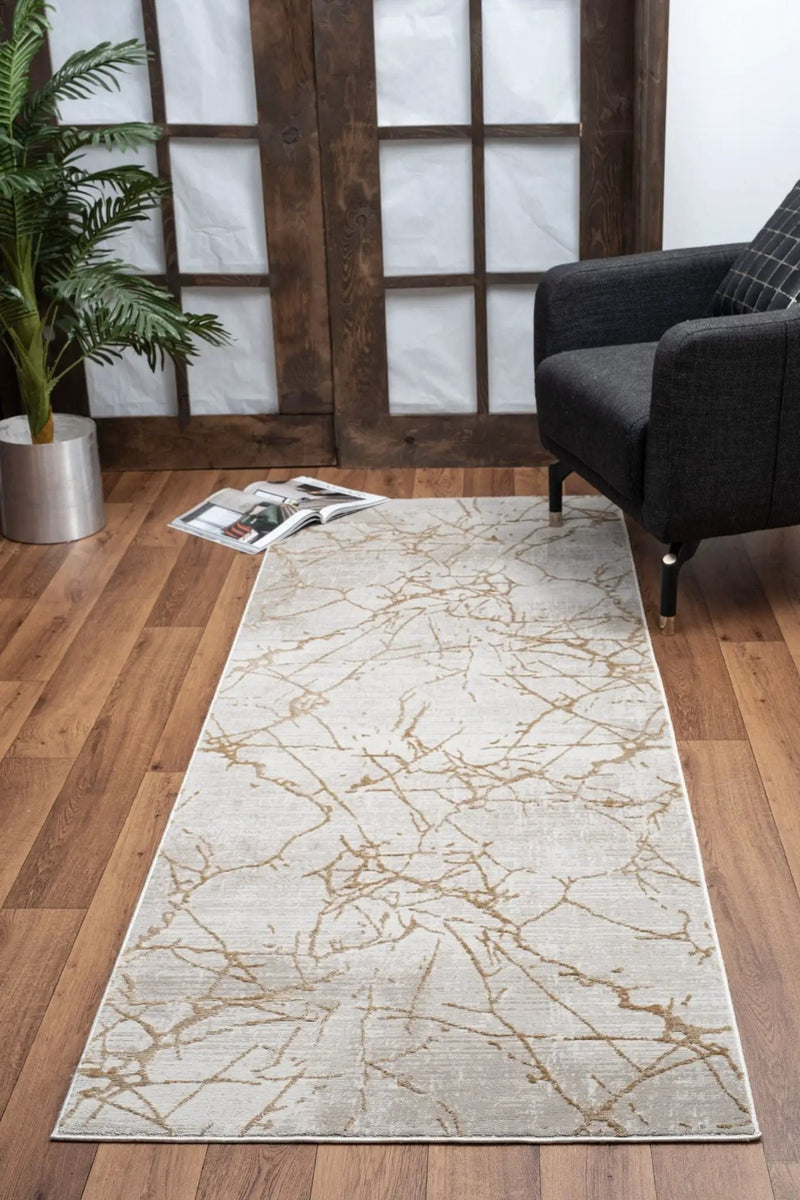 Elegance - 5'3" X 7'3" Area Rug - Gold, Polyester by HouseOfZazla