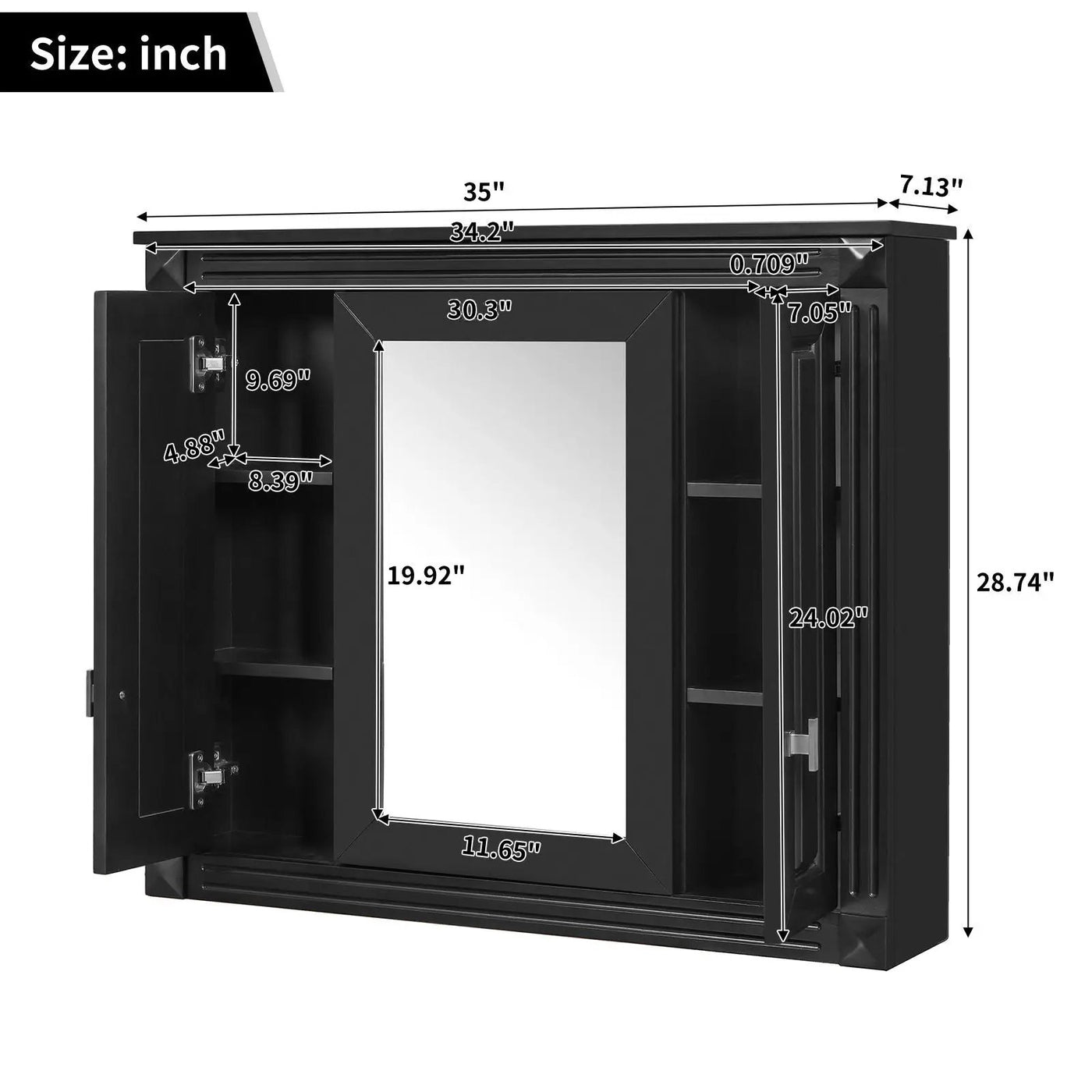 Wall Mounted Bathroom Cabinet With Mirror And 5 Shelves by HouseOfZazla