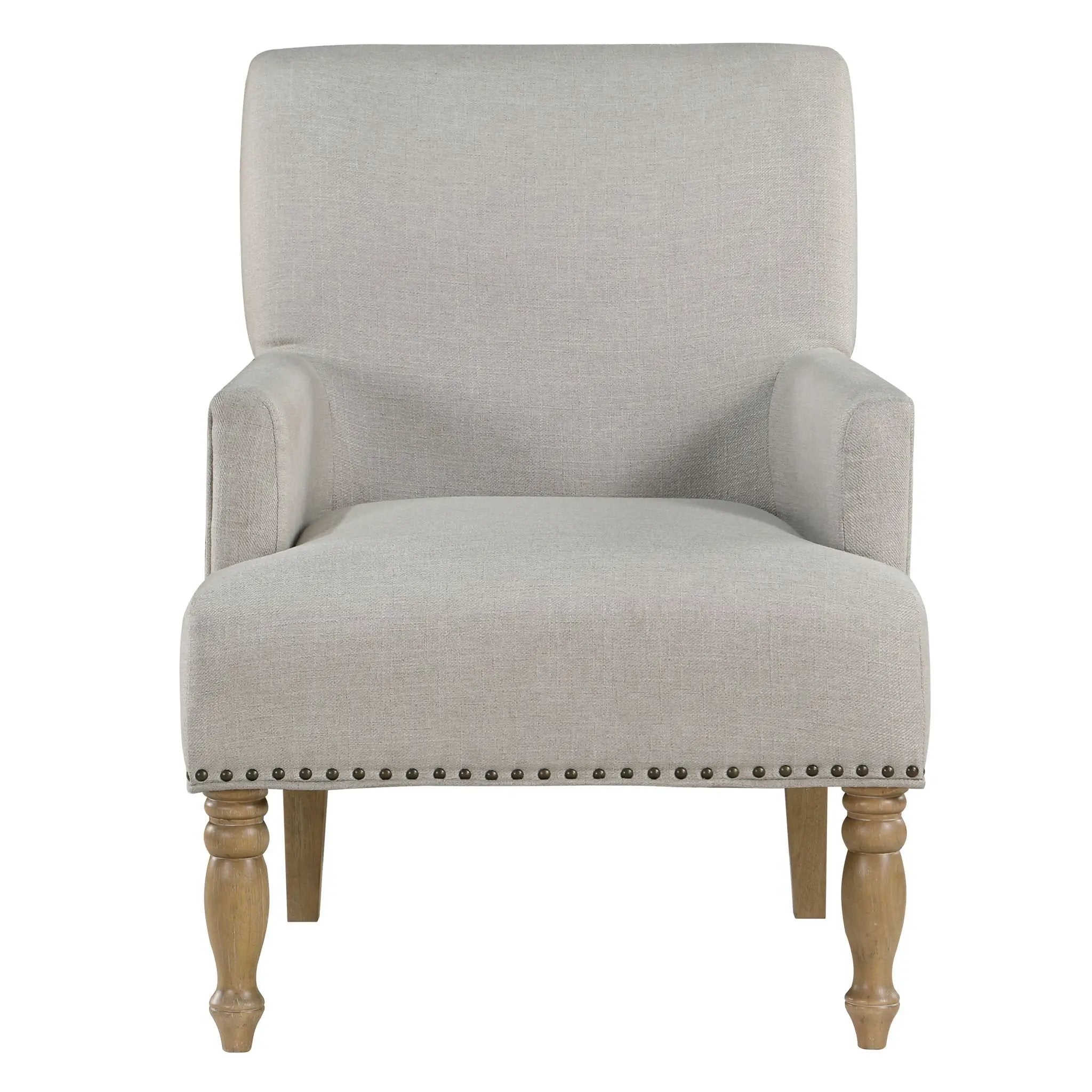 Alice - Upholstered Arm Chair With Nailheads - Beige by HouseOfZazla