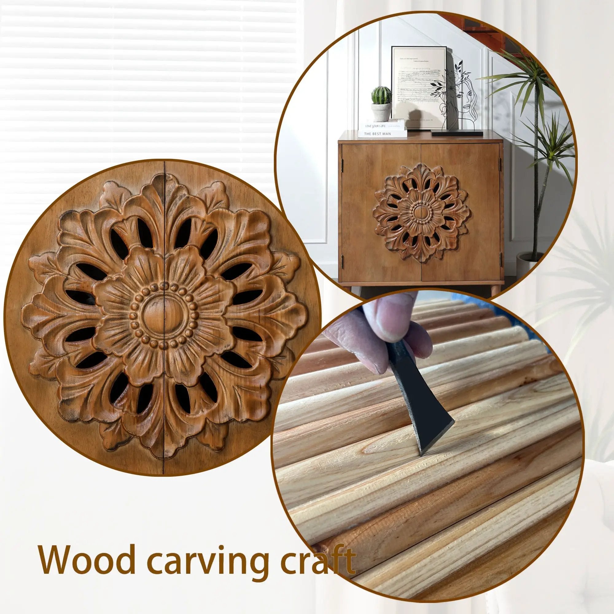 Rustic Hand-Carved Wooden 2-Door Cabinet by HouseOfZazla