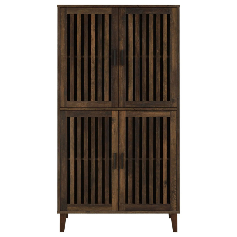 Elouise 4-door Engineered Wood Tall Accent Cabinet Dark Pine by Unique Piece Furniture