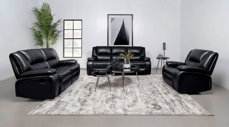 Camila Upholstered Motion Reclining Loveseat Black by Unique Piece Furniture