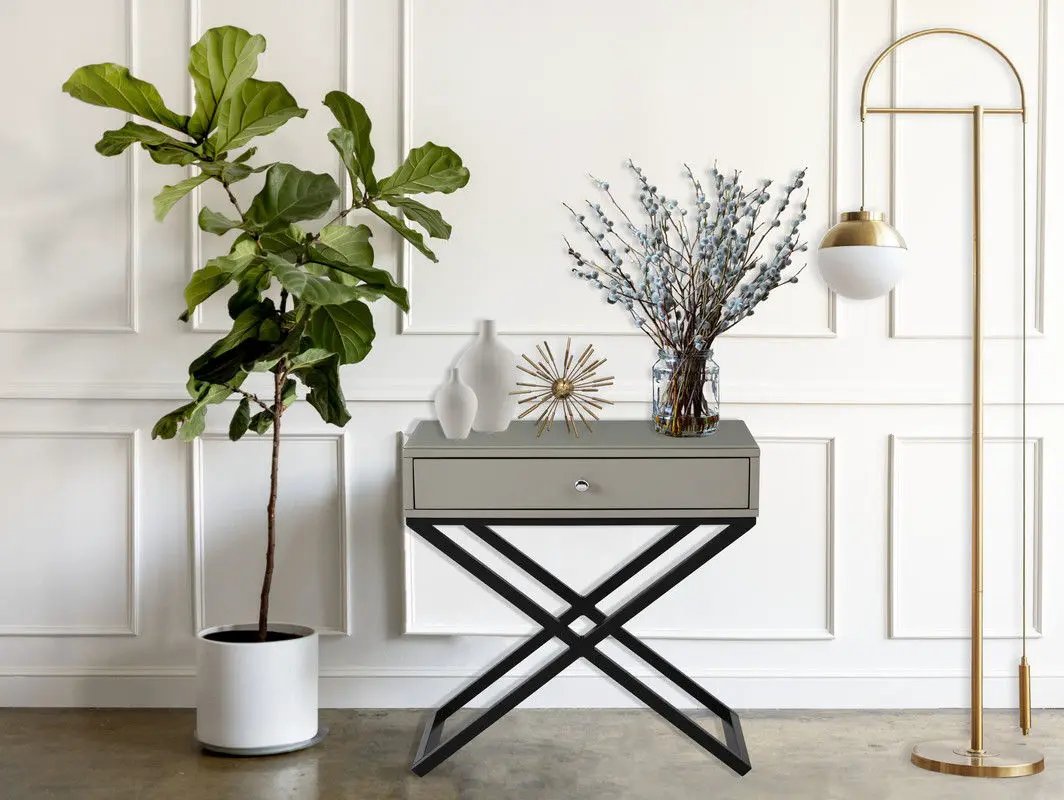 Koda - End Side Table Nightstand, Drawer And Cross Base by Unique Piece Furniture