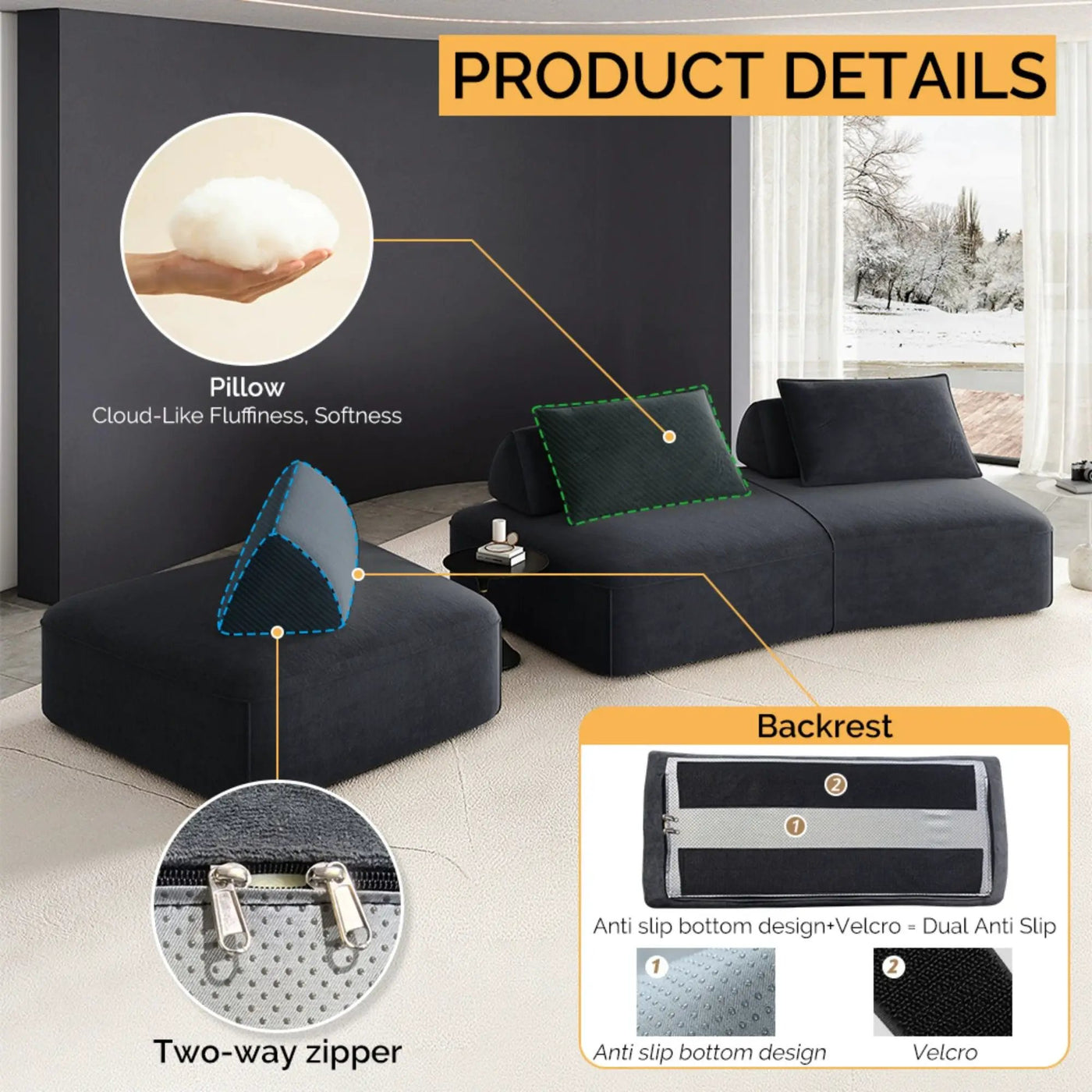 Modern Luxury Oversized Modular Sectional Sofa Set by HouseOfZazla
