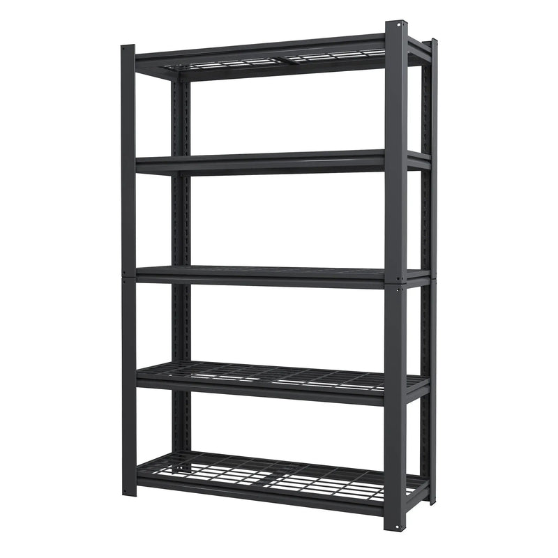 Heavy Duty 5 Tier Adjustable Metal Mesh Storage Rack With 2000 Lbs Capacity - Brushed Nickel by HouseOfZazla
