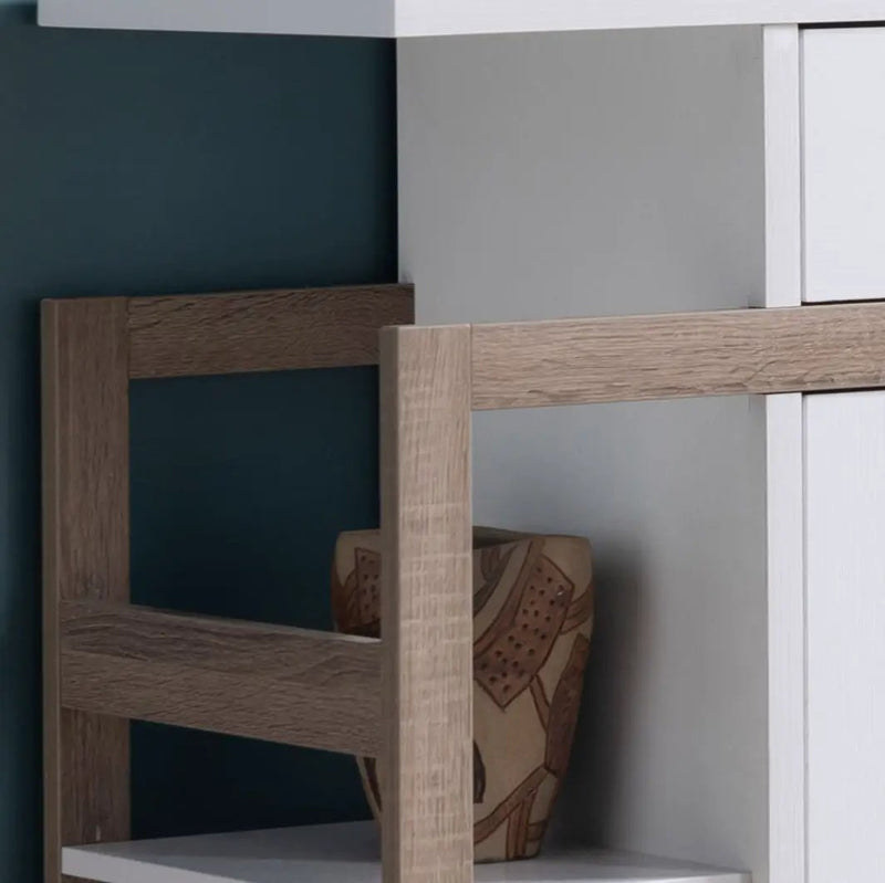 Modernize Kitchen Buffet Organizing Cabinet With 4 Shelves - White / Dark Taupe by Unique Piece Furniture