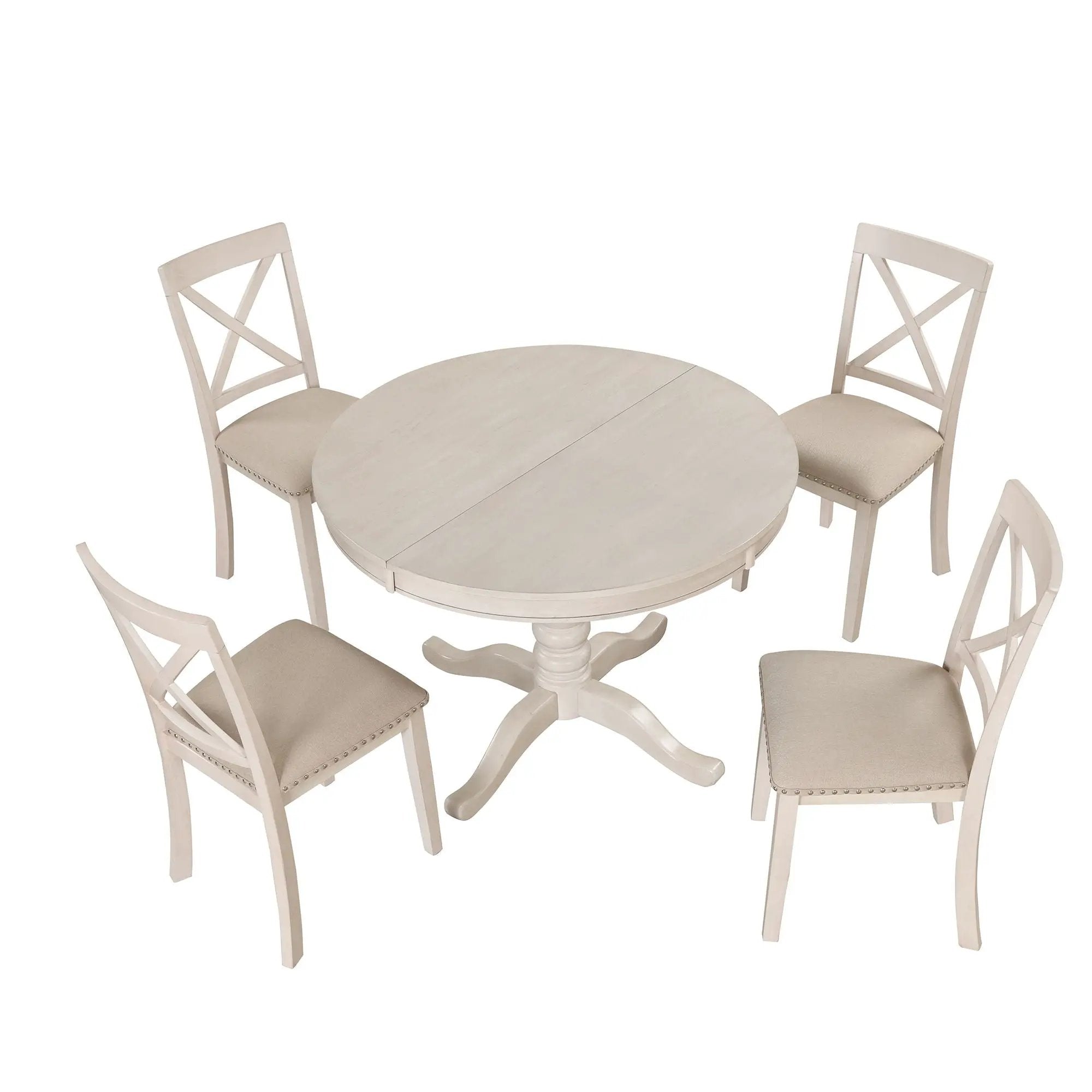 Modern Dining Table Set For 4, Round Table And 4 Kitchen Room Chairs, 5 Piece Kitchen Table Set For Dining Room, Dinette, Breakfast Nook by HouseOfZazla