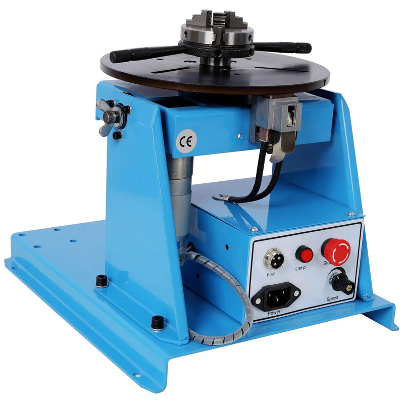 Portable Rotary Welding Positioner With 3 Jaw Lathe Chuck, 0 - 90° Turntable - Blue by HouseOfZazla