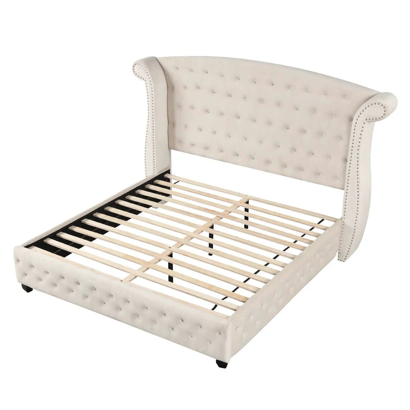 Sophia - Crystal Tufted Upholstered Bed by HouseOfZazla