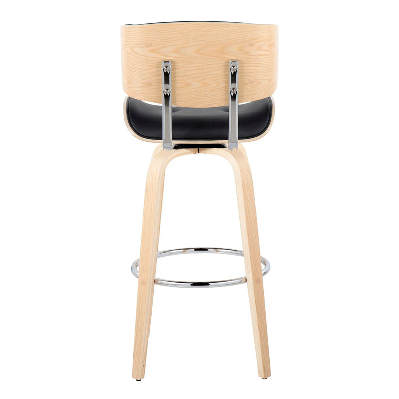 Lombardi - Mid Century Modern Fixed Height Barstool With Swivel With Round Footrest (Set of 2) by Unique Piece Furniture