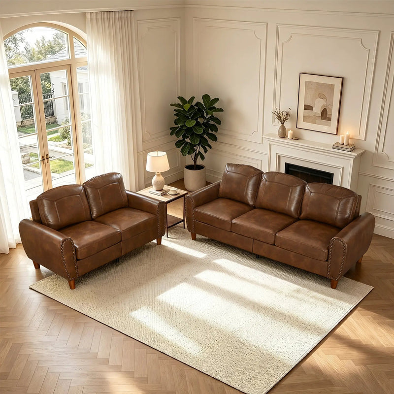 Breathable Faux Leather Sofa For Living Room by HouseOfZazla
