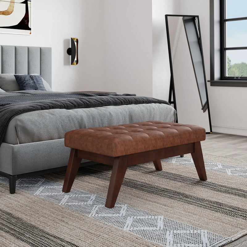 Draper - Upholstered Mid Century Tufted Ottoman Bench by HouseOfZazla