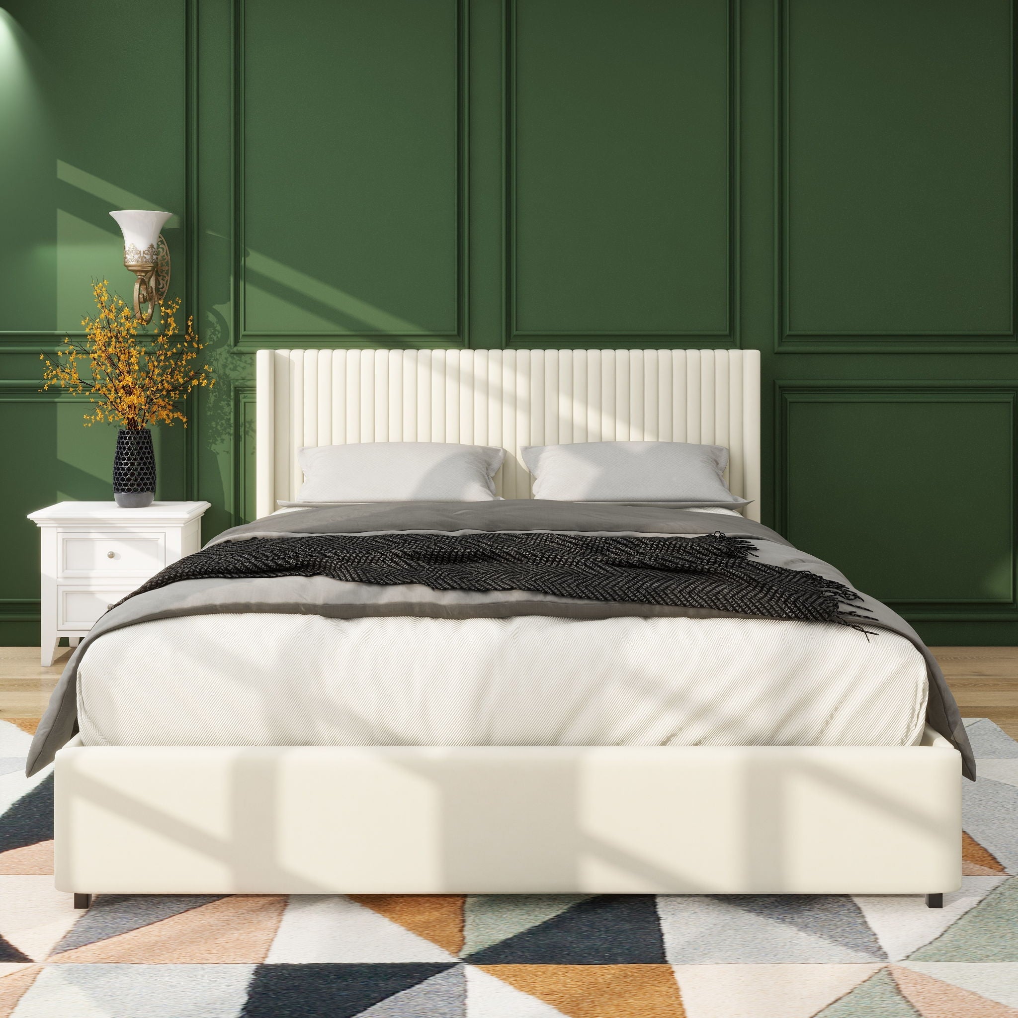 Anna - Upholstered Wingback Platform Bed With 4 Drawers Storage by HouseOfZazla