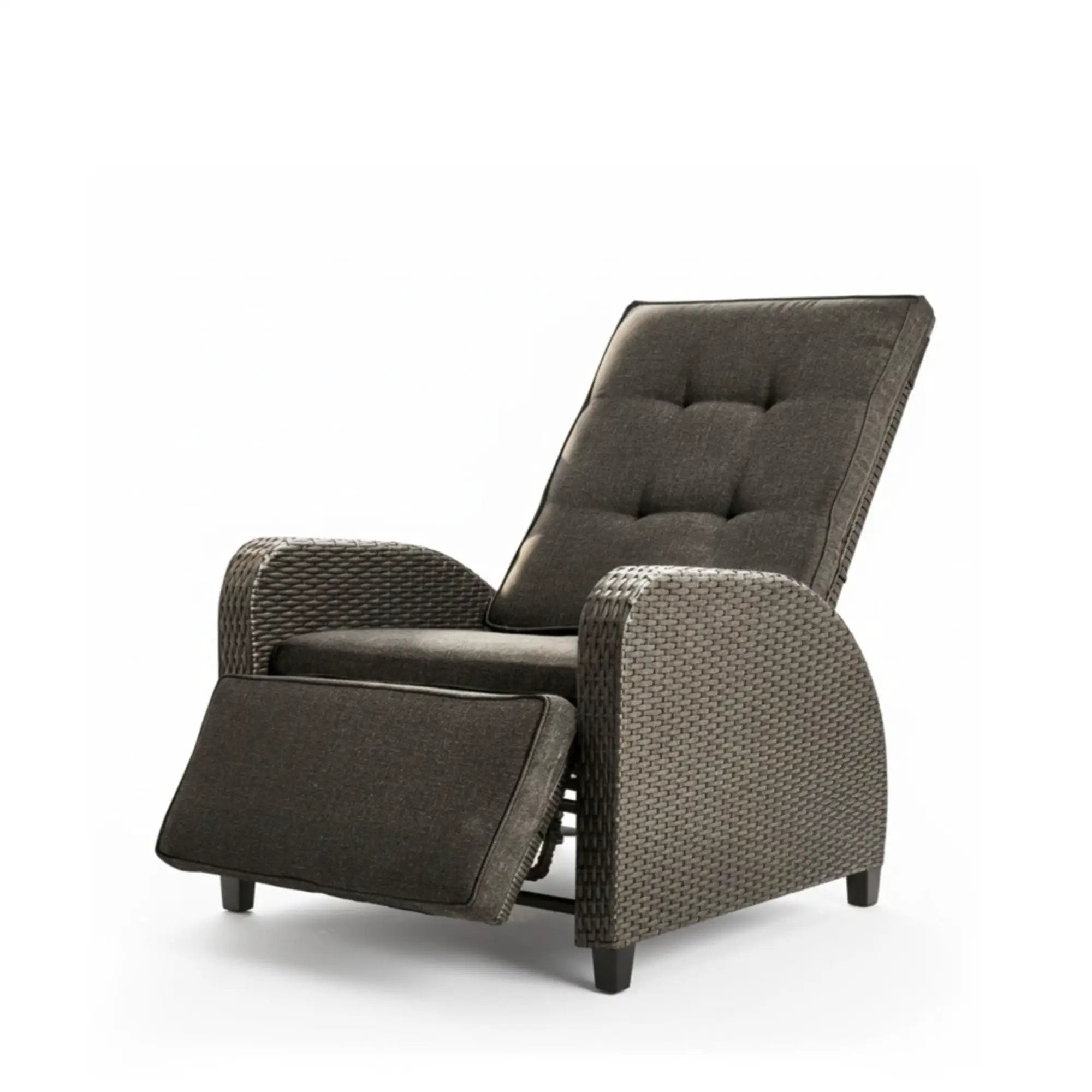 Adjustable Outdoor Lounge Chair, Plush Cushions & Extendable Footrest - Gray by HouseOfZazla