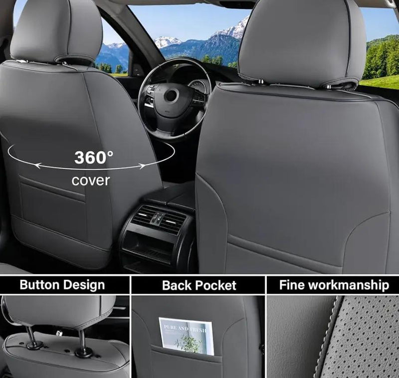 Open Box Coverado Car Seat Covers Full Set, Seat Covers for Cars, Gray Car Seat Cover, Car Seat Protector Waterproof, Nappa Leather Car Seat Cushion, by Selzalot
