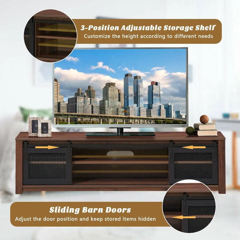 TV Stand Entertainment Center for TV's up to 65 Inch with Adjustable Shelves-Brown by DirectDeals