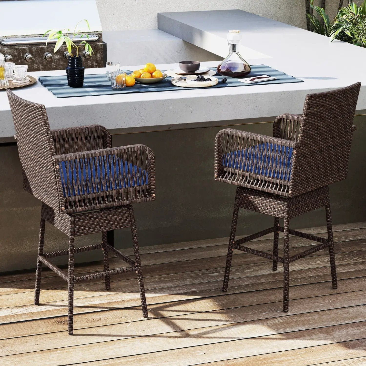 360° Swivel Bar Stool 29" Height with Cushion & Armrests by DirectDeals