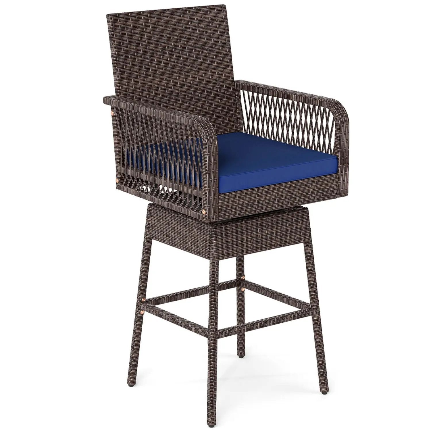 360° Swivel Bar Stool 29" Height with Cushion & Armrests by DirectDeals