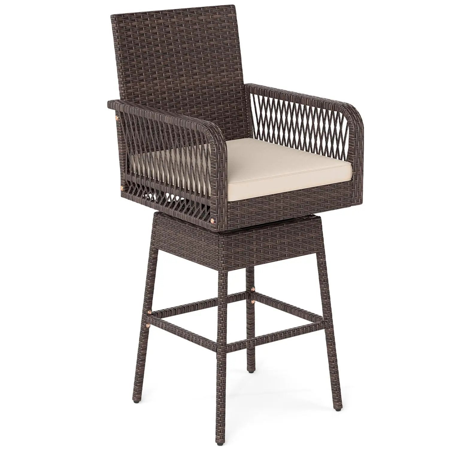 360° Swivel Bar Stool 29" Height with Cushion & Armrests by DirectDeals