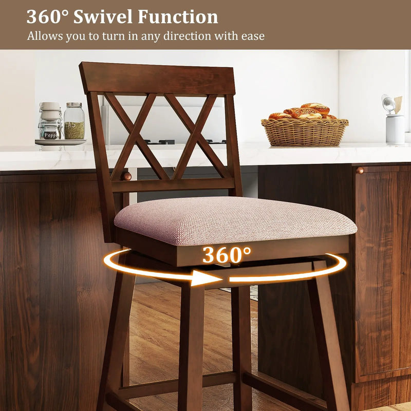 Counter Height Swivel Bar Stools with Upholstered Seat - Set of 2 by DirectDeals