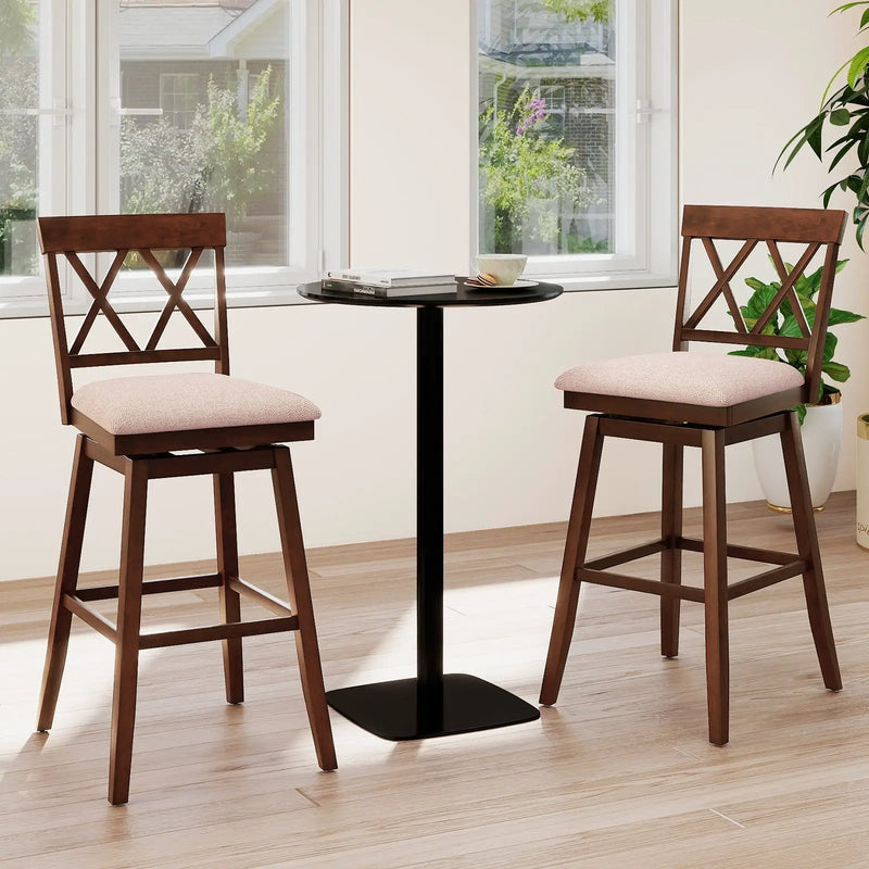 Counter Height Swivel Bar Stools with Upholstered Seat - Set of 2 by DirectDeals