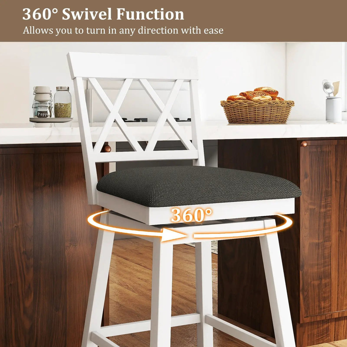 Counter Height Swivel Bar Stools with Upholstered Seat, photo 5 of 16