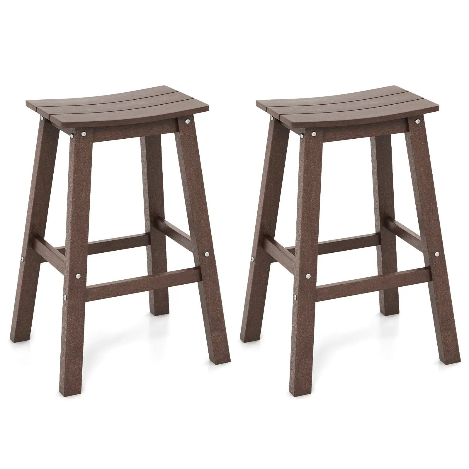 29 Inch HDPE Patio Bar Stool Set of 2 Armless Saddle Stools by DirectDeals