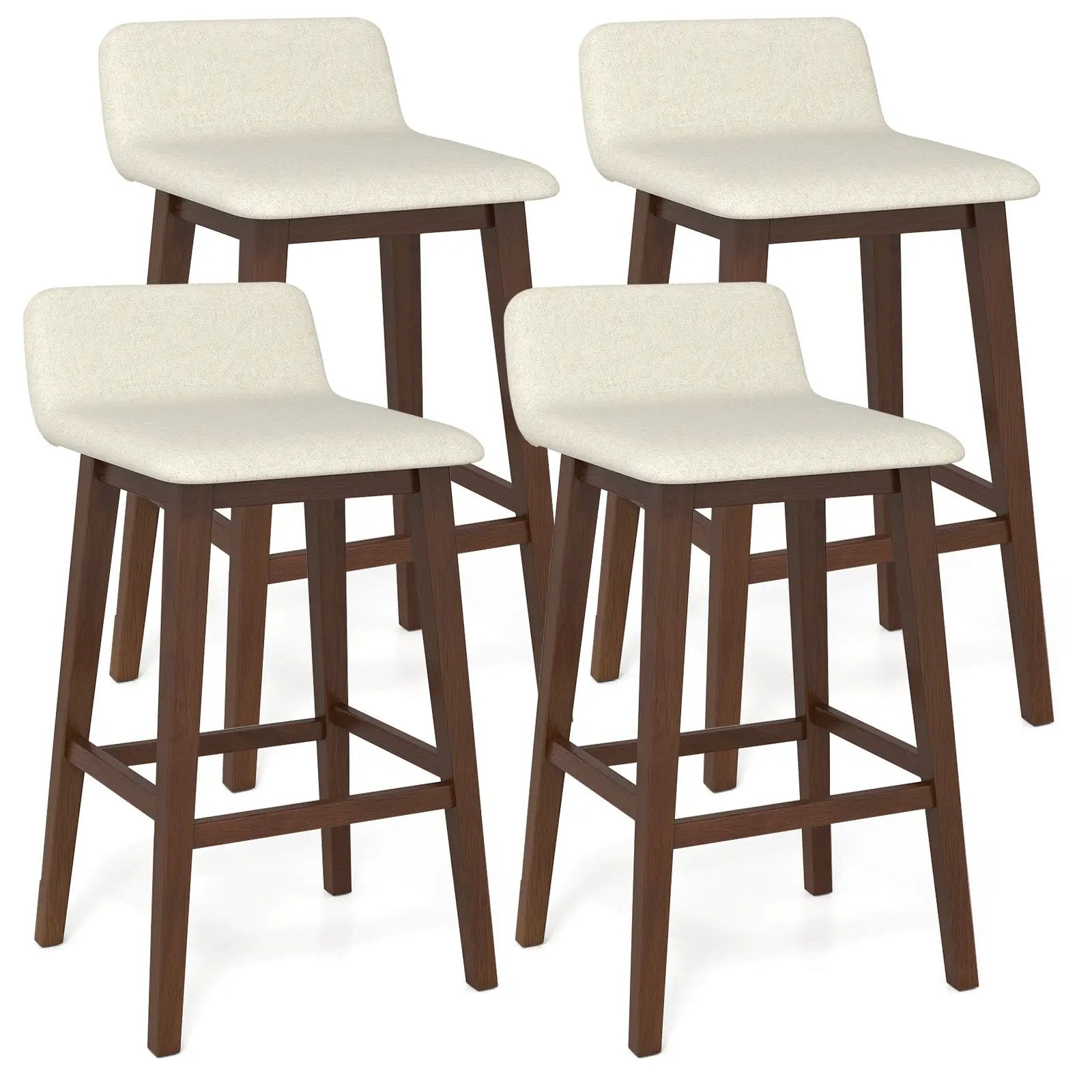 29 Inch Low-Back High-Top Chairs with Padded Seat and Rubber Wood Legs by DirectDeals