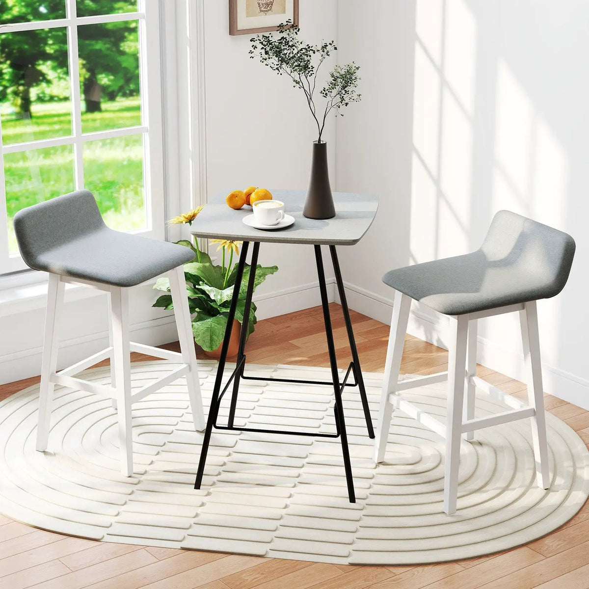 29 Inch Low-Back High-Top Chairs with Padded Seat and Rubber Wood Legs, photo 2 of 16
