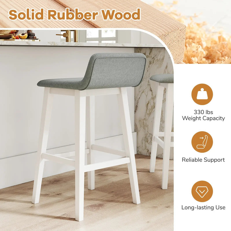 29 Inch Low-Back High-Top Chairs with Padded Seat and Rubber Wood Legs by DirectDeals