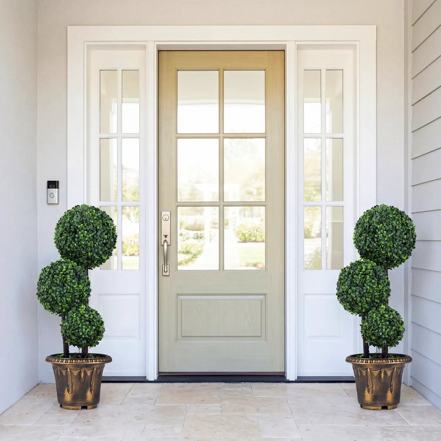 29 Inches Artificial Boxwood Topiary Tree Triple Ball Shrubs by DirectDeals