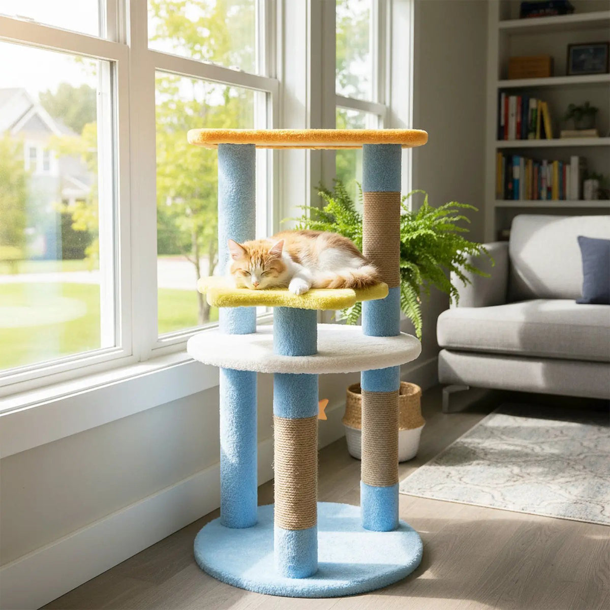 29 Inches Cute Modern Cat Tree with Star and Moon Shaped Platforms, photo 2 of 16