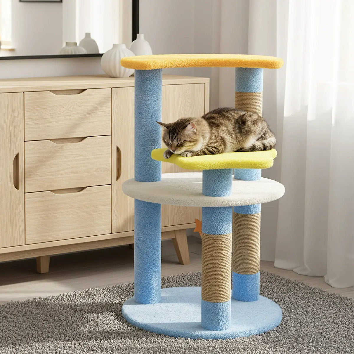 29 Inches Cute Modern Cat Tree with Star and Moon Shaped Platforms, photo 4 of 16