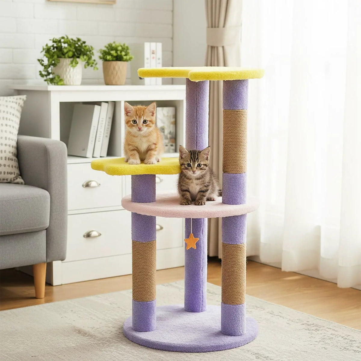 29 Inches Cute Modern Cat Tree with Star and Moon Shaped Platforms, photo 3 of 16