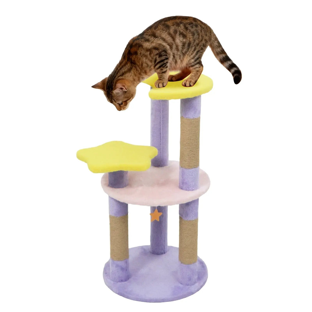 29 Inches Cute Modern Cat Tree with Star and Moon Shaped Platforms, photo 7 of 16