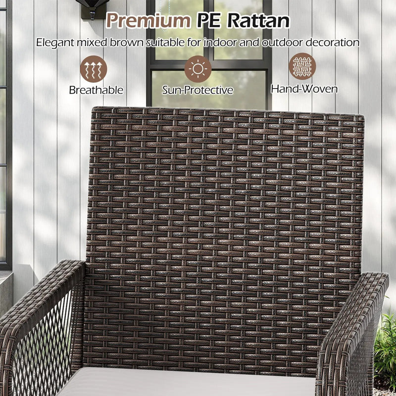 29 Inches Patio 360¬∞ Swivel Bar Stool with Cross-Woven Armrests and Seat Cushion-White by DirectDeals
