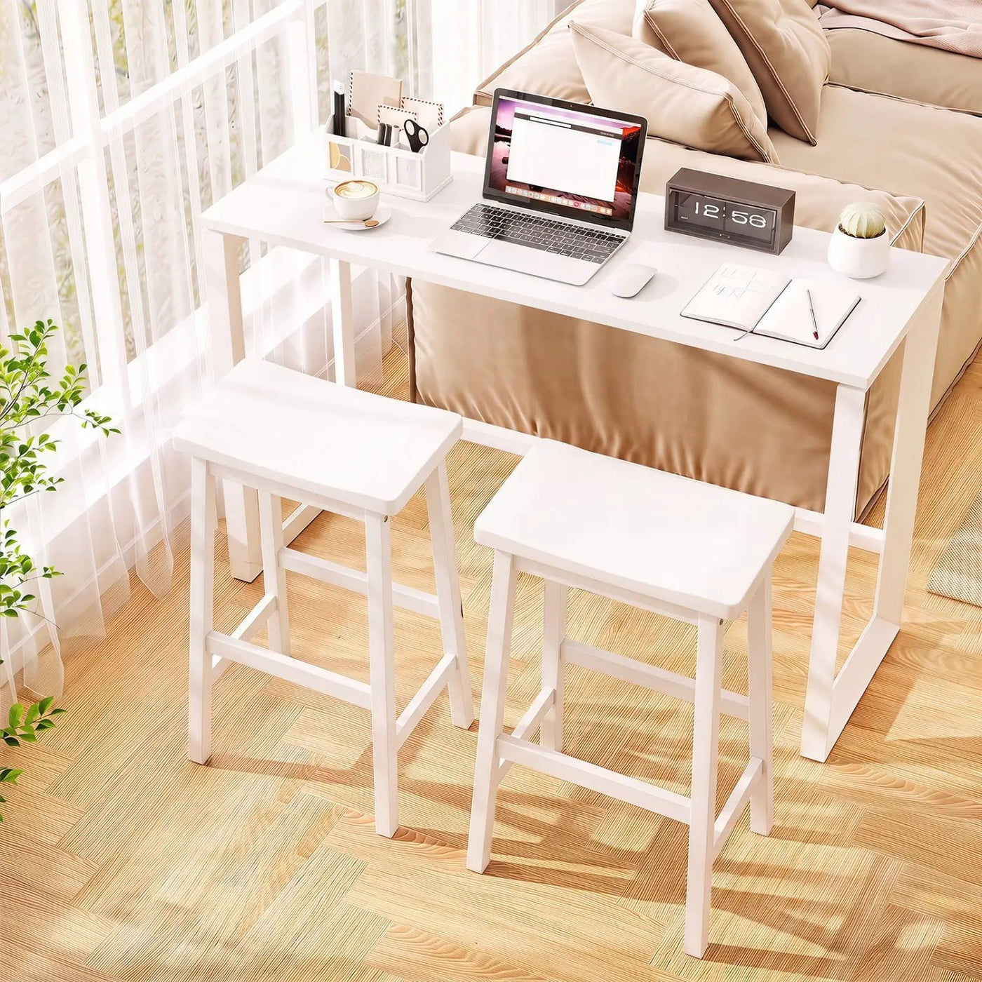 29" Saddle Seat Counter Height Stool Set of 2 with Footrests by DirectDeals