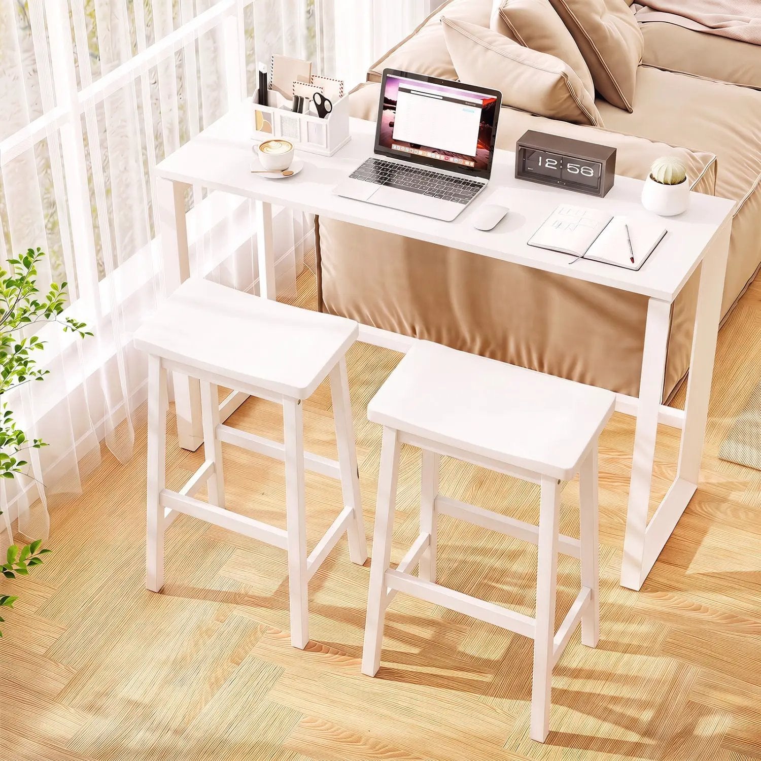 29" Saddle Seat Counter Height Stool Set of 2 with Footrests by DirectDeals