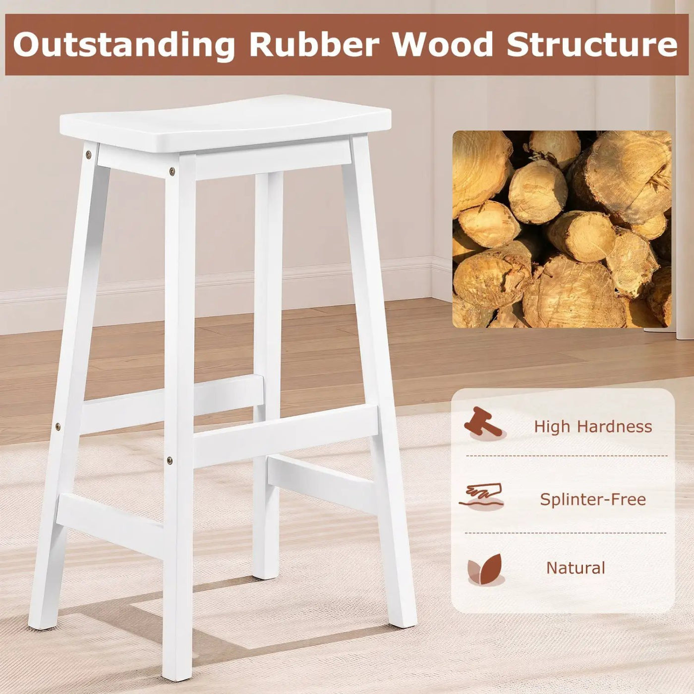 29" Saddle Seat Counter Height Stool Set of 2 with Footrests by DirectDeals
