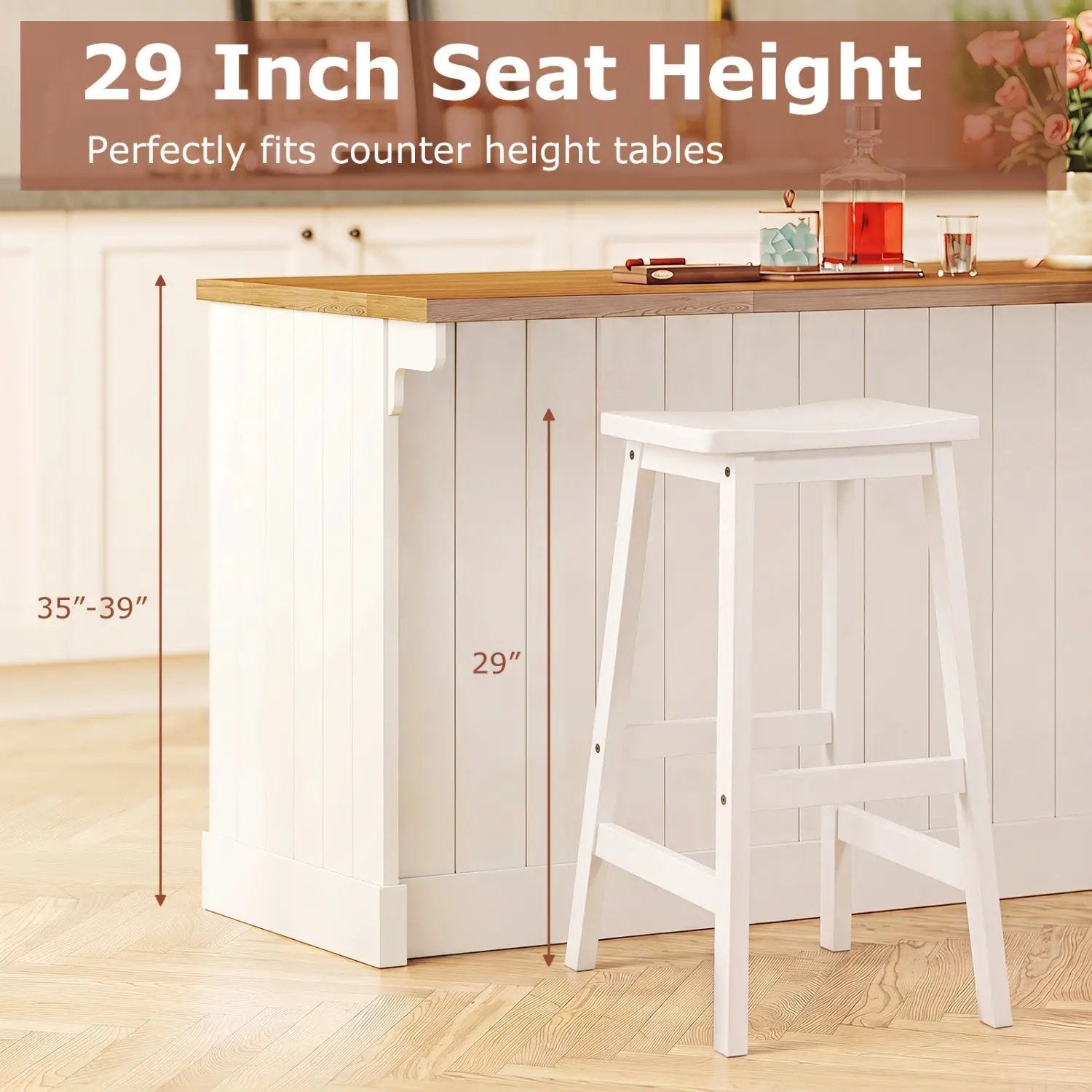 29" Saddle Seat Counter Height Stool Set of 2 with Footrests by DirectDeals