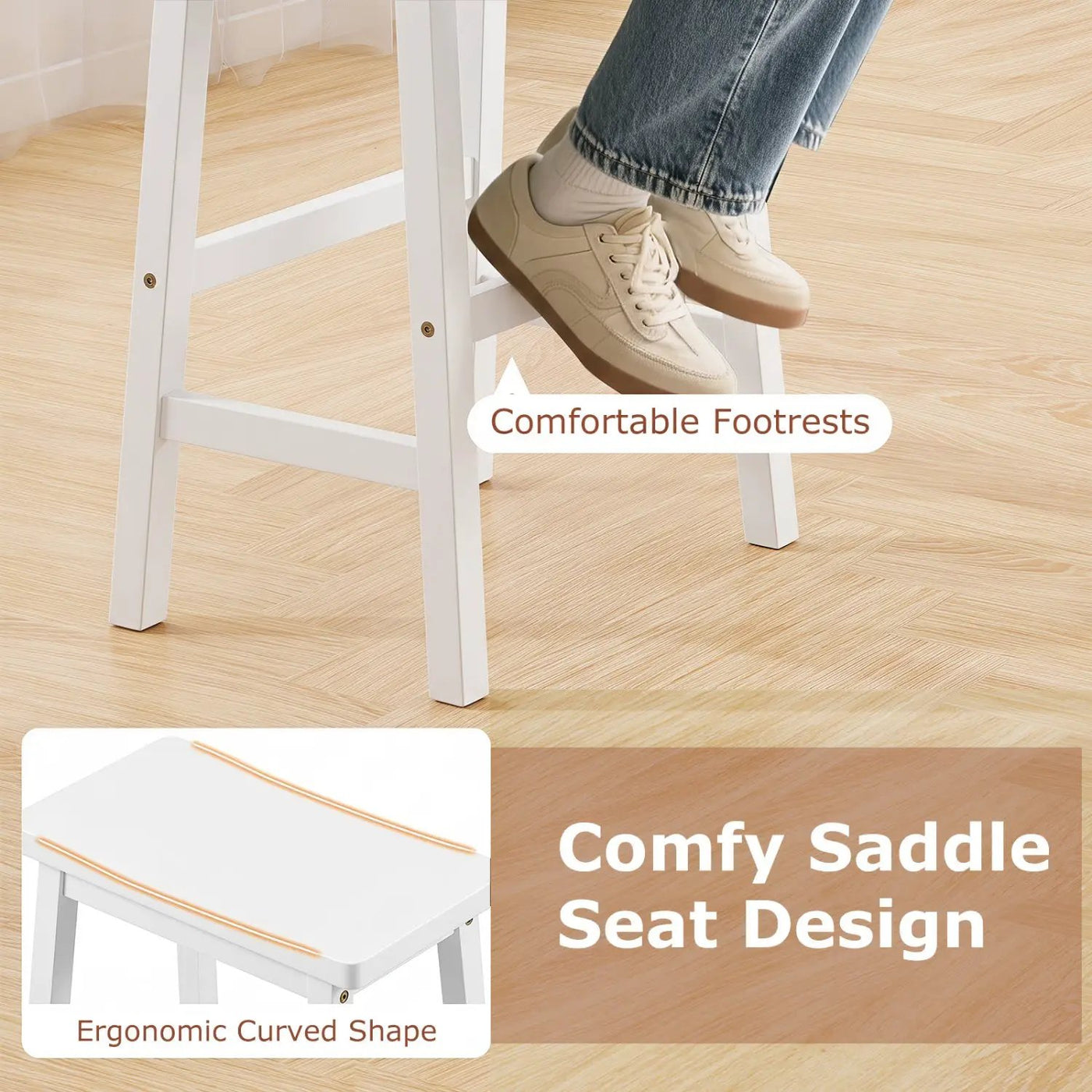 29" Saddle Seat Counter Height Stool Set of 2 with Footrests by DirectDeals