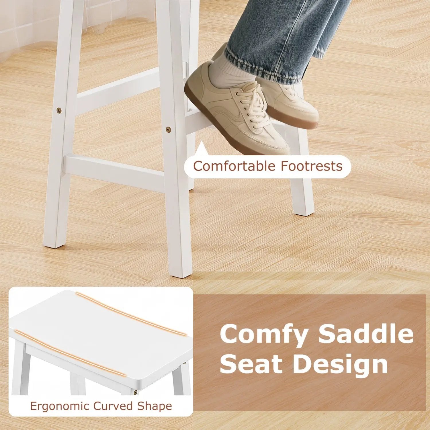 29" Saddle Seat Counter Height Stool Set of 2 with Footrests by DirectDeals