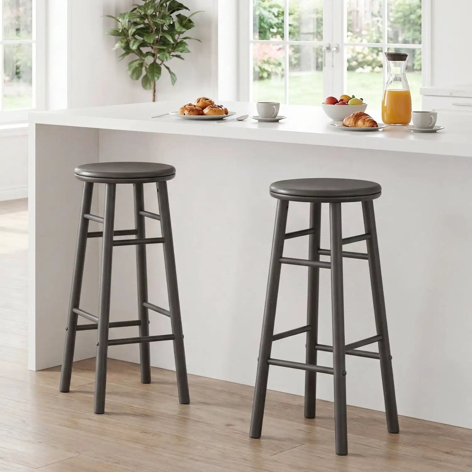29" Swivel Bar Stools Set of 2 with Footrests by DirectDeals