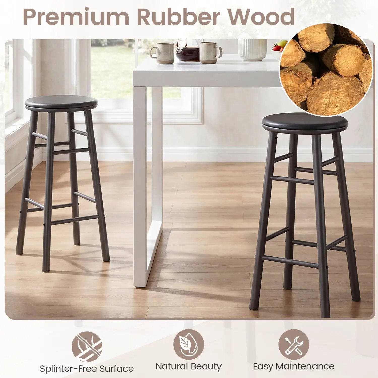 29" Swivel Bar Stools Set of 2 with Footrests by DirectDeals