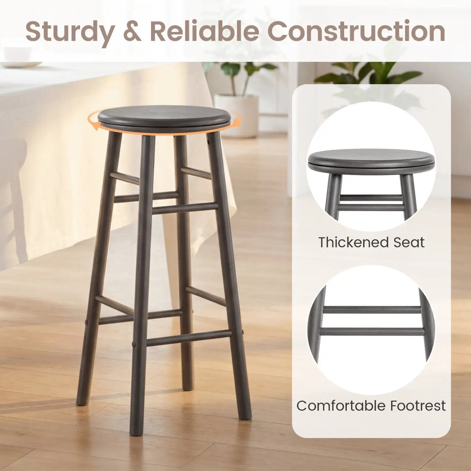 29" Swivel Bar Stools Set of 2 with Footrests by DirectDeals